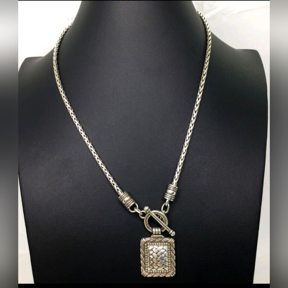 Brighton Jewelry - Brighton Wave Square Pendant Toggle Clasp Necklace EUC 18"